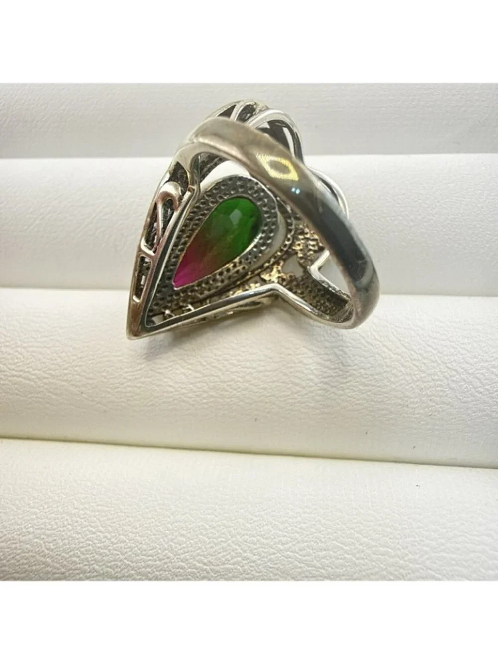 Nicky Butler Ring Heart Mystic Quartz Sterling Silver Green Pink Size 6
